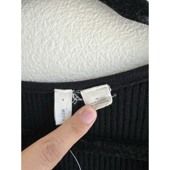 Anthropologie Moth Liza Faux Wrap Long Sleeve Sweater Women’s Medium Black Rib - Picture 3 of 7